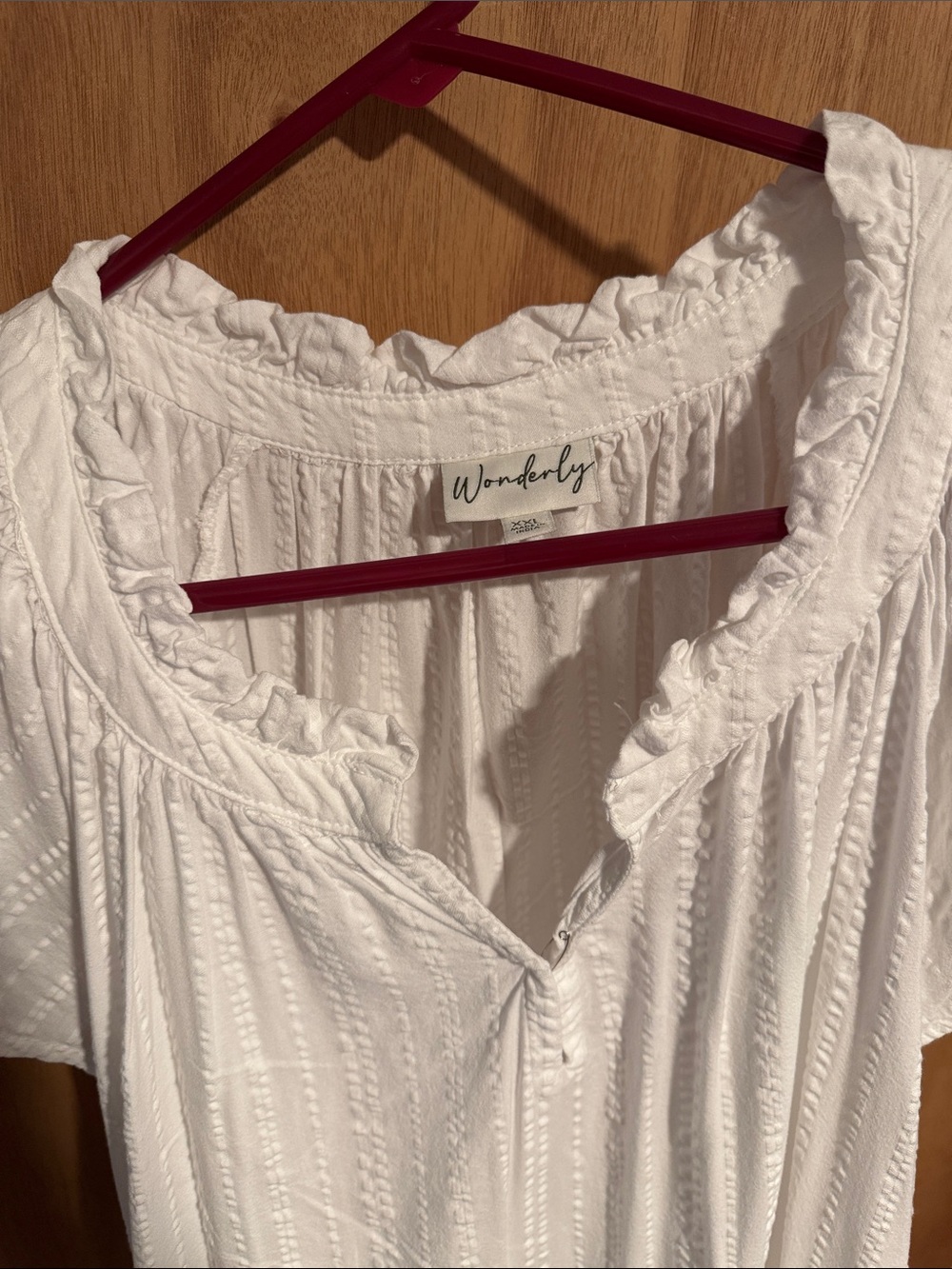 Wonderly White Ruffled Collar Textured Blouse